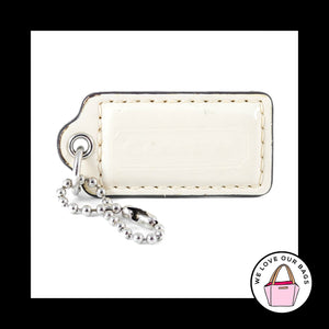 2" Medium COACH Off White PATENT LEATHER Nickel Fob Bag Charm Keychain Hang Tag