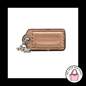 1.5" Small COACH Pearl Beige Leather Nickel Key Fob Bag Charm Keychain Hang Tag
