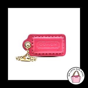 1.5" Small COACH PINK Patent Leather Brass Key Fob Bag Charm Keychain Hang Tag