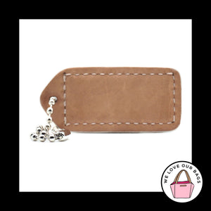 2" VINTAGE COACH White & Natural Leather Nickel Fob Bag Charm Keychain Hang Tag