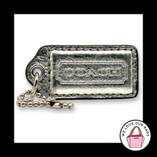 Load image into Gallery viewer, Poppy COACH HANG TAG 2" Silver Metallic Bag Charm Keychain Fob Mirror Leather
