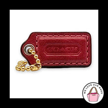 Load image into Gallery viewer, COACH HANG TAG 1.5" Pink Red Leather Bag Charm Keychain Fob Brass Small
