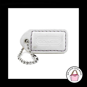 1.5" Small COACH White Purple Leather Nickel Key Fob Bag Charm Keychain Hang Tag