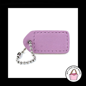 1.5" Small COACH White Purple Leather Nickel Key Fob Bag Charm Keychain Hang Tag