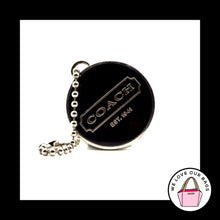 Load image into Gallery viewer, VINTAGE COACH Black Round Enamel DISC Nickel Key Fob Bag Charm Keychian Hang Tag
