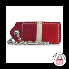 Load image into Gallery viewer, COACH HANG TAG 2.25" Red with Back Stripe Leather Bag Charm Keychain Fob Large
