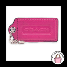 Load image into Gallery viewer, COACH HANG TAG 2.5" Neon Pink Leather Bag Charm Keychain Fob Nickel Large

