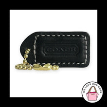 Load image into Gallery viewer, COACH Y2K VINTAGE Hang Tag 1.5" Black Leather Bag Charm Keychain Fob Brass Small
