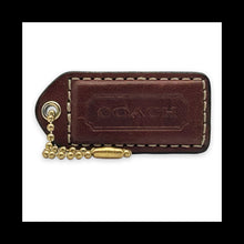 Load image into Gallery viewer, COACH Y2K VINTAGE Hang Tag 2" Brown Bag Charm Keychain Fob Leather Brass Medium
