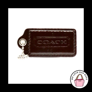 2.5" Large COACH Mahogany Brown Leather Nickel Fob Bag Charm Keychain Hang Tag