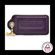 Load image into Gallery viewer, COACH HANG TAG 2.5" Purple Patent Leather Bag Charm Keychain Fob Brass Large
