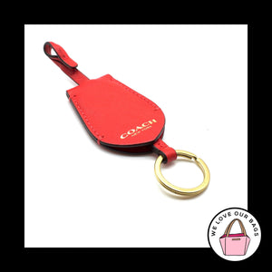 COACH CLOCHETTE Keyring Pouch Red Leather Brass Fob Bag Charm Keychain Hang Tag