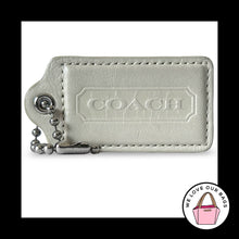 Load image into Gallery viewer, XL Huge COACH HANGTAG 3" Bone Chalk White Leather Nickel Bag Charm Keychain Fob
