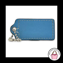 Load image into Gallery viewer, COACH HANG TAG 2.5" Blue White Stripe Bag Charm Keychain Fob Leather Large
