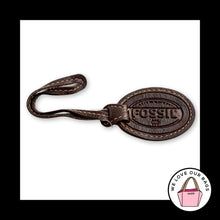 Load image into Gallery viewer, FOSSIL Oval Brown Leather Loop Strap Bag Charm Hang Tag Keychain Fob
