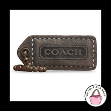Load image into Gallery viewer, COACH Y2K VINTAGE HangTag 2" Gray Blue Suede Leather Bag Charm Fob Antique Brass
