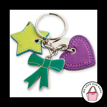 Load image into Gallery viewer, Y2K Vintage LIZ CLAIBORNE Star Heart Bow Leather Nickel Bag Charm Keychain Fob
