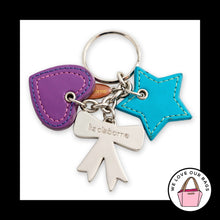 Load image into Gallery viewer, Y2K Vintage LIZ CLAIBORNE Star Heart Bow Leather Nickel Bag Charm Keychain Fob
