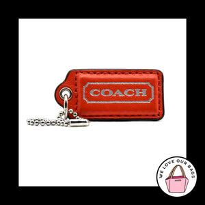 2" Medium COACH Orange Silver Leather Nickel Key Fob Bag Charm Keychain Hang Tag