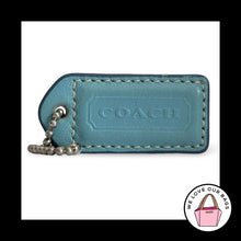 Load image into Gallery viewer, COACH Y2K VINTAGE Hang Tag 2" Blue Leather Bag Charm Keychain Fob Nickel Medium
