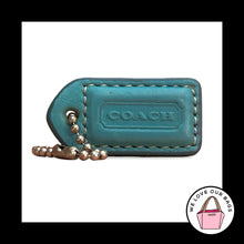 Load image into Gallery viewer, COACH Y2K VINTAGE Hang Tag 1.5" Turquoise Blue Leather Bag Charm Keychain Fob
