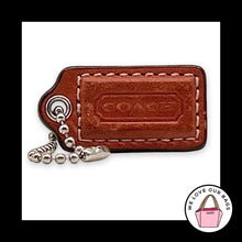 Load image into Gallery viewer, COACH HANG TAG 1.5" Rust Brown Leather Bag Charm Keychain Fob Nickel Small
