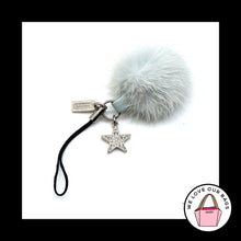 Load image into Gallery viewer, VINTAGE $98 COACH MINK Fur Pom Pom Lanyard Crystal Star Bag Charm Keychain Tag
