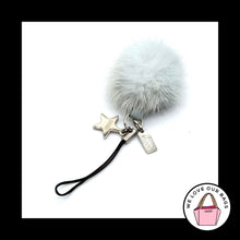 Load image into Gallery viewer, VINTAGE $98 COACH MINK Fur Pom Pom Lanyard Crystal Star Bag Charm Keychain Tag
