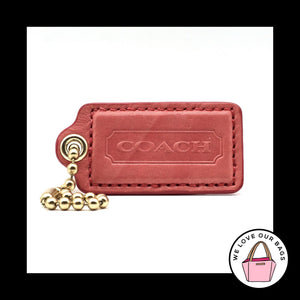 2.5" Large COACH Pink Leather Brass Key Fob Bag Charm Keychain Hang Tag