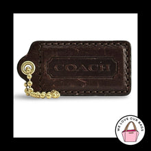 Load image into Gallery viewer, COACH HANG TAG 2.5" Walnut Brown Leather Bag Charm Keychain Fob Brass Large
