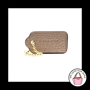 1.5" COACH NEW YORK Taupe Brown Pebbled Leather Fob Bag Charm Keychain Hang Tag