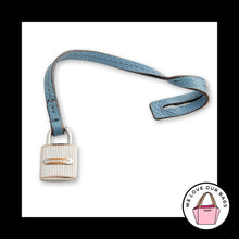 Load image into Gallery viewer, MICHAEL KORS LOCK Silver Metal Blue Leather Strap Bag Charm HangTag Keychain Fob
