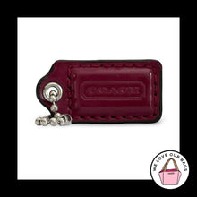 Load image into Gallery viewer, COACH HANG TAG 1.5" Burgundy Patent Leather Bag Charm Keychain Fob Nickel Small
