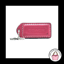 Load image into Gallery viewer, 2&quot; VINTAGE COACH Pink &amp; Saddle Leather Nickel Fob Bag Charm Keychain Hang Tag
