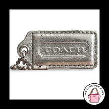 Load image into Gallery viewer, COACH POPPY HANG TAG 2.5" Silver Metallic Crackle Leather Bag Charm Keychain Fob
