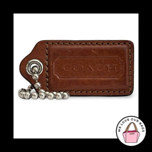 Load image into Gallery viewer, COACH HANG TAG 2.5" Cognac Brown Leather Bag Charm Keychain Fob Nickel Large
