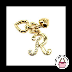 New Rare JUICY COUTURE Y2K Crystal Initial Letter R Heart Bag Charm Keychain