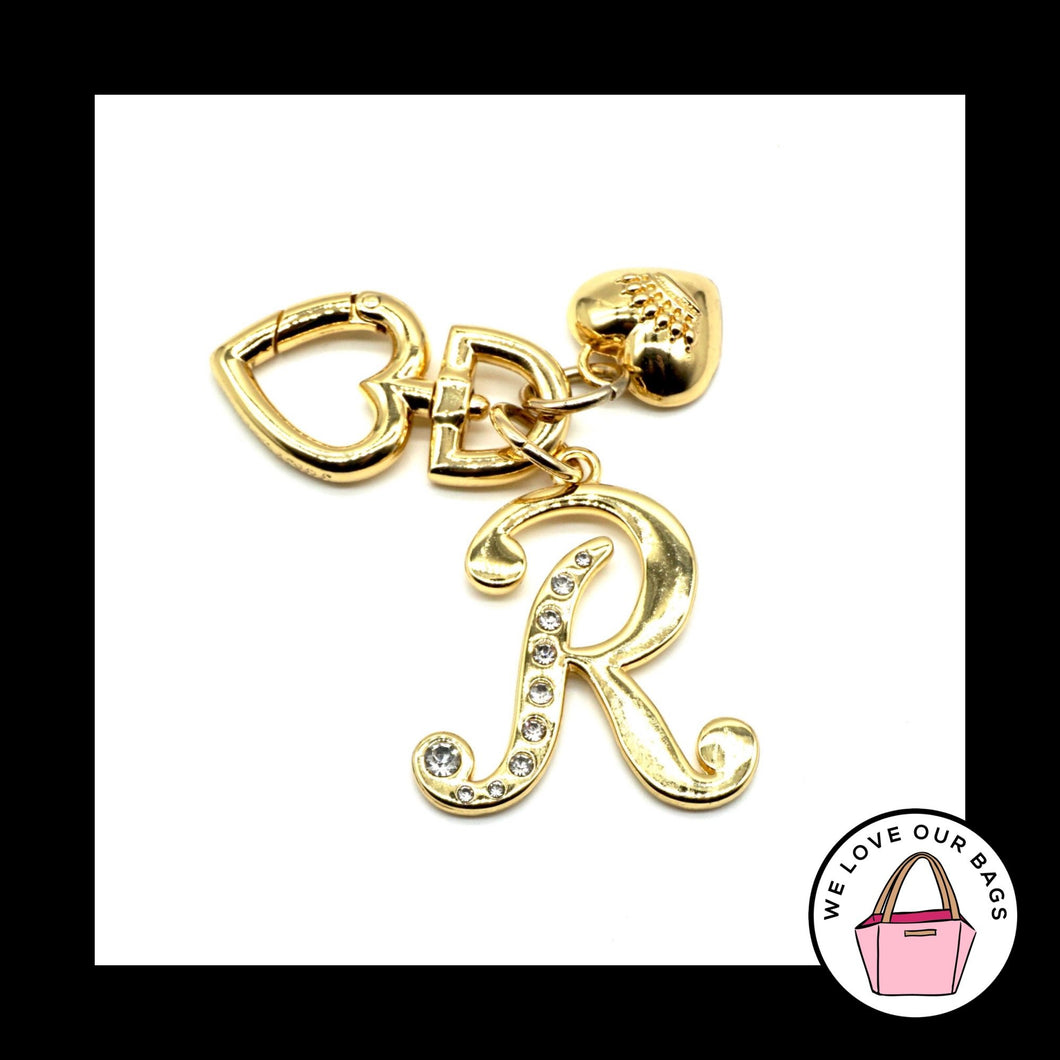 New Rare JUICY COUTURE Y2K Crystal Initial Letter R Heart Bag Charm Keychain