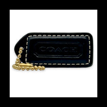 Load image into Gallery viewer, COACH Y2K VINTAGE Hang Tag 2" Black Bag Charm Keychain Fob Leather Brass Medium
