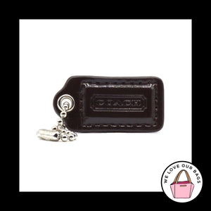 1.5" COACH Espresso Brown Patent Leather Nickel Fob Bag Charm Keychain Hang Tag