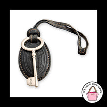 Load image into Gallery viewer, FOSSIL KEY Silver Nickel And Black Leather Strap Bag Charm Hang Tag Keychain Fob

