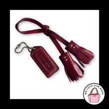 Load image into Gallery viewer, 2 Lot VINTAGE Y2K COACH Cherry Red Leather Tassel HangTag Bag Charm Keychain Fob
