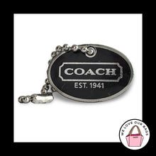 Load image into Gallery viewer, Y2K COACH DOG COLLAR ID Hang Tag Charm Black Silver Nickel Oval Bag Fob Keychain

