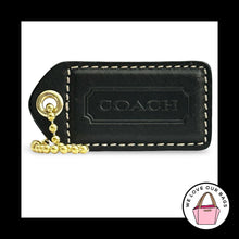 Load image into Gallery viewer, COACH Y2K VINTAGE Hang Tag 2.5" Black Leather Bag Charm Keychain Fob Brass Large
