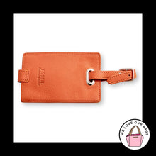 Load image into Gallery viewer, FOSSIL LUGGAGE ID Tag Orange Leather Buckle Snap Key Hang Fob Bag Charm Keychain
