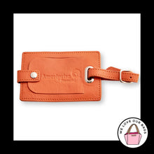 Load image into Gallery viewer, FOSSIL LUGGAGE ID Tag Orange Leather Buckle Snap Key Hang Fob Bag Charm Keychain
