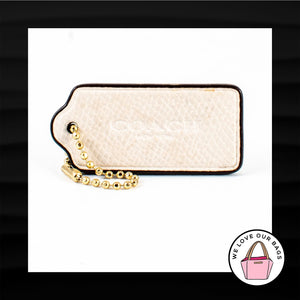 2.25" COACH NEW YORK IVORY PEBBLED LEATHER BRASS KEYFOB BAG CHARM KEYCHAIN TAG