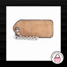 Load image into Gallery viewer, 2&quot; Medium COACH GOLD METALLIC TAN LEATHER KEY FOB BAG CHARM KEYCHAIN HANGTAG TAG
