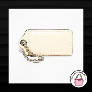 2.5" Large COACH IVORY PATENT LEATHER KEY FOB BAG CHARM KEYCHAIN HANGTAG TAG