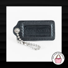 Load image into Gallery viewer, 2&quot; Medium COACH BLACK SILVER LEATHER KEY FOB BAG CHARM KEYCHAIN HANGTAG TAG
